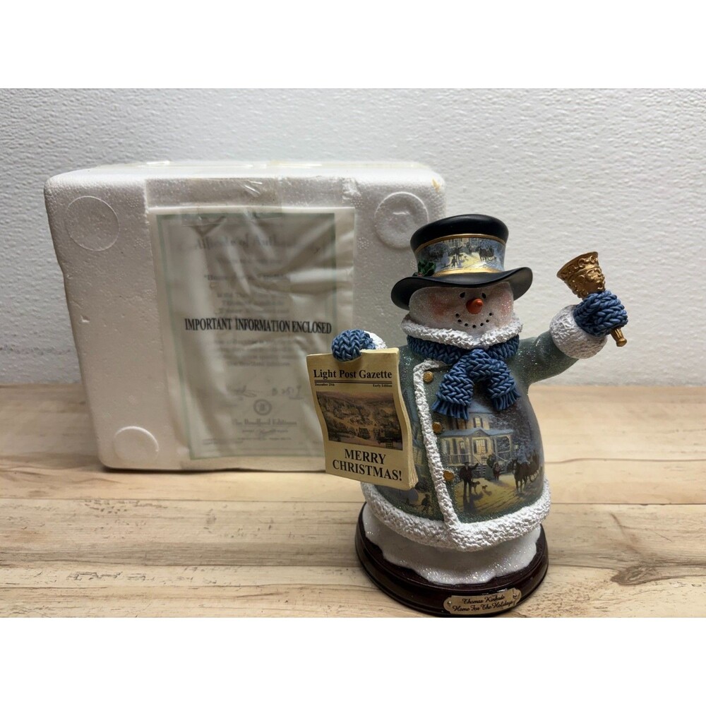 2004 Thomas Kinkade Home For The Holidays Snowman Bradford Collection